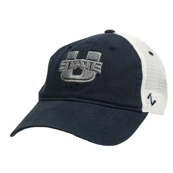 U-State Embroidered Navy White Mesh Adjustable Hat Cap